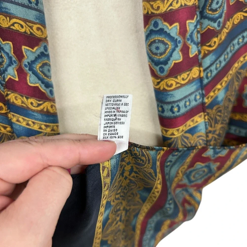 Talbots VTG Silk Scarf‎ Japan Baroque Stripe Jewel Tone Print Classic Elegant